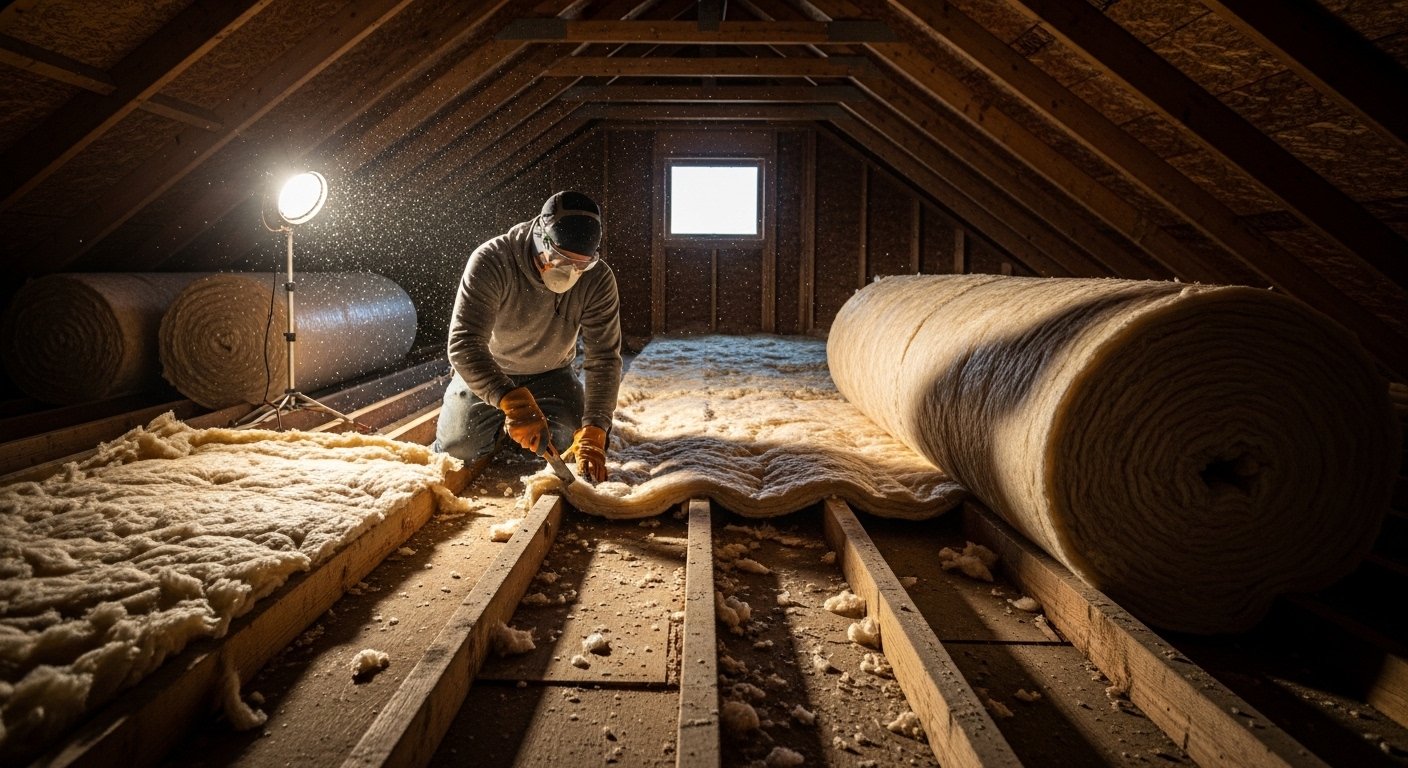 Attic insulation upgrade for improved winter comfort
